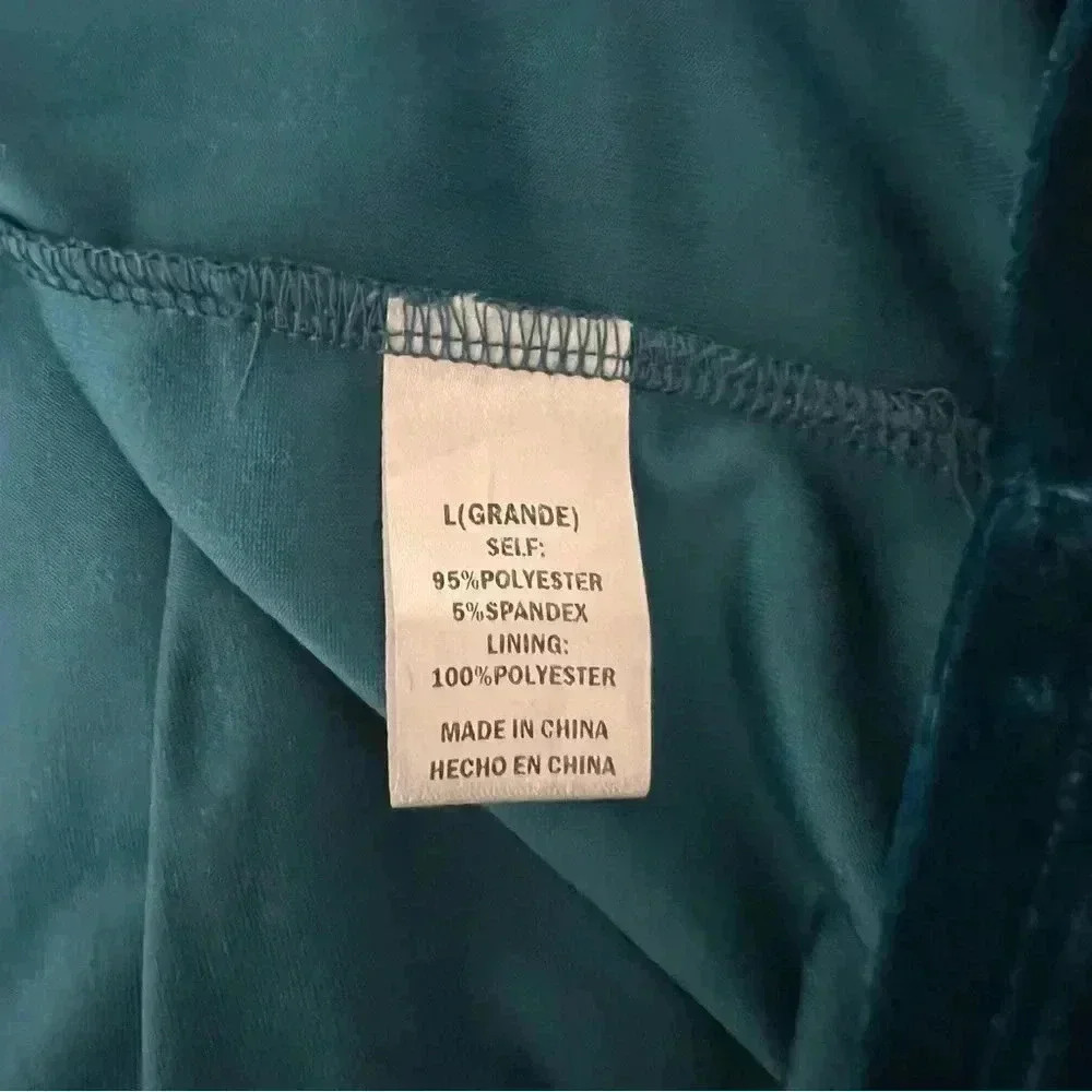 NWT Fashion Nova Teal Velvet Texture Dress - Picture 7 of 7